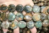 COP1648 15.5 inches 20mm flat round green opal gemstone beads