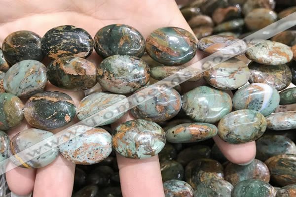 COP1654 15.5 inches 15*20mm oval green opal gemstone beads