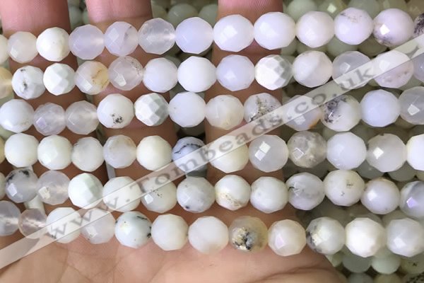 COP1667 15.5 inches 8mm faceted round white opal beads