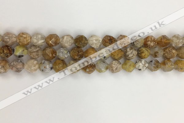 COP1675 15.5 inches 6mm faceted nuggets yellow opal gemstone beads