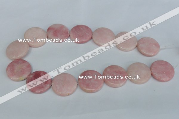 COP168 15.5 inches 30mm flat round pink opal gemstone beads