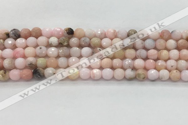 COP1711 15.5 inches 6mm faceted round natural pink opal beads