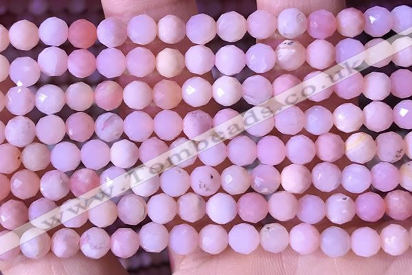 COP1741 15.5 inches 5mm - 5.5mm faceted round natural pink opal beads