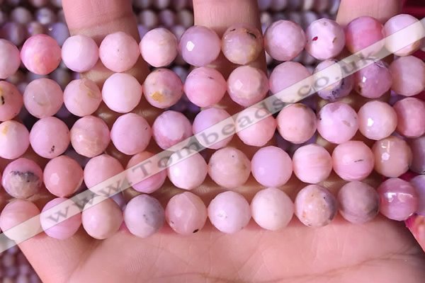 COP1744 15.5 inches 9mm faceted round natural pink opal beads