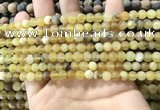 COP1765 15.5 inches 4mm round matte yellow opal beads wholesale