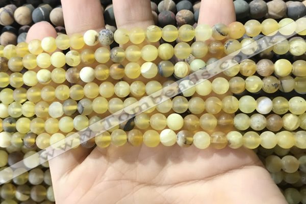 COP1765 15.5 inches 4mm round matte yellow opal beads wholesale