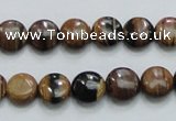 COP210 15.5 inches 10mm flat round natural brown opal gemstone beads