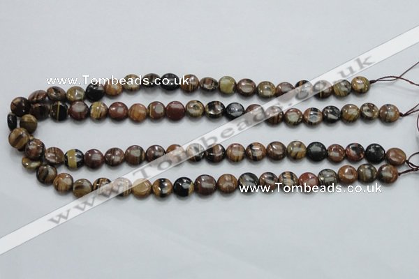 COP210 15.5 inches 10mm flat round natural brown opal gemstone beads