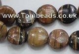 COP211 15.5 inches 14mm flat round natural brown opal gemstone beads