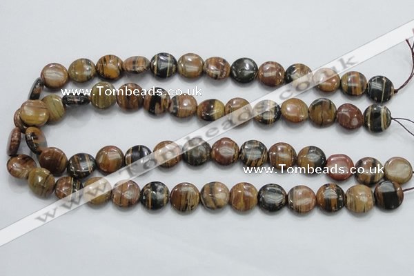 COP211 15.5 inches 14mm flat round natural brown opal gemstone beads