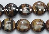 COP212 15.5 inches 16mm flat round natural brown opal gemstone beads