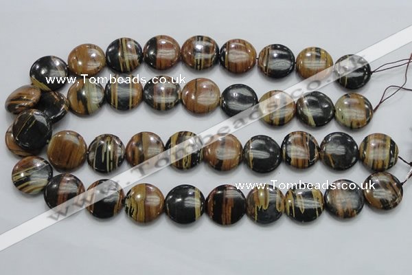 COP213 15.5 inches 20mm flat round natural brown opal gemstone beads