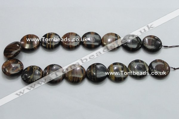 COP214 15.5 inches 25mm flat round natural brown opal gemstone beads