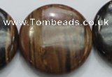 COP216 15.5 inches 35mm flat round natural brown opal gemstone beads