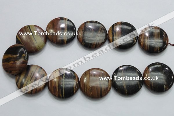 COP216 15.5 inches 35mm flat round natural brown opal gemstone beads