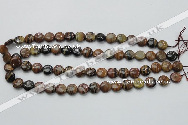 COP229 15.5 inches 12mm flat round natural brown opal gemstone beads