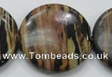 COP230 15.5 inches 40mm flat round natural brown opal gemstone beads