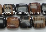 COP244 15.5 inches 14*14mm square natural brown opal gemstone beads