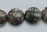 COP251 15.5 inches 20mm flat round natural grey opal gemstone beads