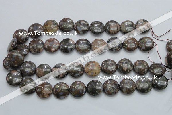 COP251 15.5 inches 20mm flat round natural grey opal gemstone beads