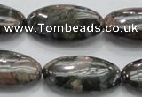 COP256 15.5 inches 15*30mm oval natural grey opal gemstone beads