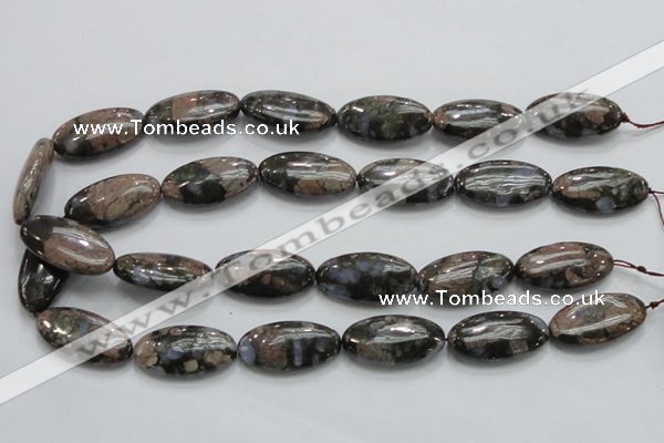 COP256 15.5 inches 15*30mm oval natural grey opal gemstone beads