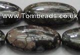 COP258 15.5 inches 20*40mm oval natural grey opal gemstone beads