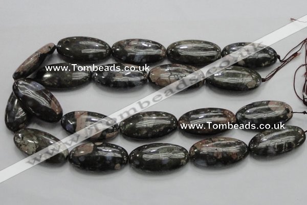 COP258 15.5 inches 20*40mm oval natural grey opal gemstone beads