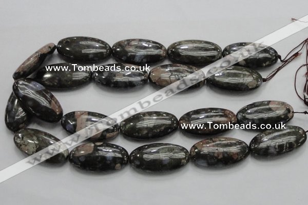 COP258 15.5 inches 20*40mm oval natural grey opal gemstone beads