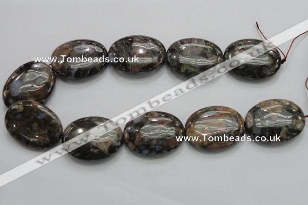 COP259 15.5 inches 30*40mm oval natural grey opal gemstone beads