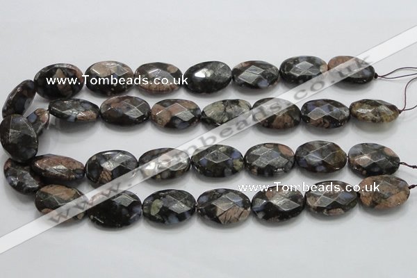 COP261 15.5 inches 18*25mm faceted oval natural grey opal beads