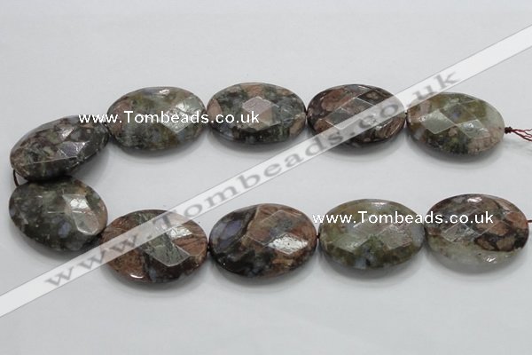 COP262 15.5 inches 30*40mm faceted oval natural grey opal beads