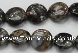COP271 15.5 inches 16mm flat round natural grey opal gemstone beads