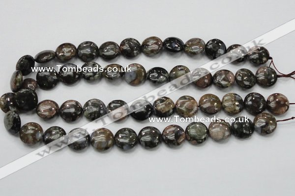 COP271 15.5 inches 16mm flat round natural grey opal gemstone beads