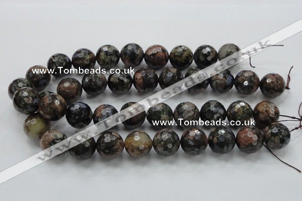 COP272 15.5 inches 20mm faceted round natural grey opal gemstone beads