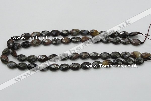 COP273 15.5 inches 10*14mm faceted oval natural grey opal gemstone beads