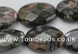 COP274 15.5 inches 20*30mm faceted oval natural grey opal gemstone beads