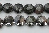 COP275 15.5 inches 12mm faceted round natural grey opal gemstone beads