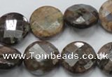 COP277 15.5 inches 20mm faceted round natural grey opal gemstone beads