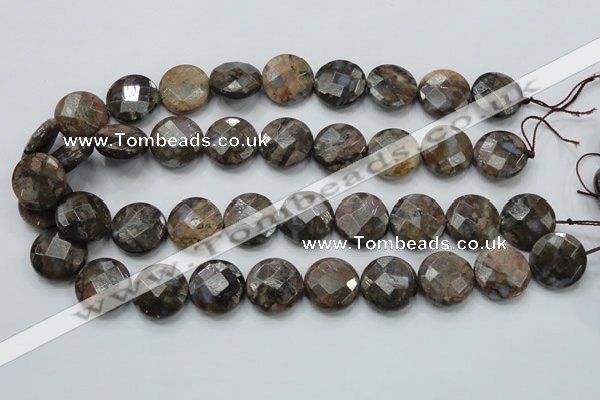 COP277 15.5 inches 20mm faceted round natural grey opal gemstone beads