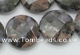 COP278 15.5 inches 25mm faceted round natural grey opal gemstone beads