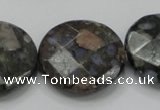 COP279 15.5 inches 30mm faceted round natural grey opal gemstone beads