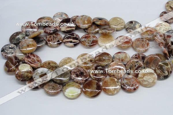 COP308 15.5 inches 22mm flat round brandy opal gemstone beads wholesale