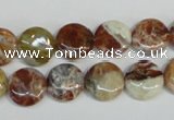 COP309 15.5 inches 12mm flat round brandy opal gemstone beads wholesale