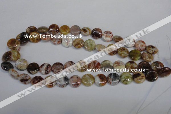 COP310 15.5 inches 15mm flat round brandy opal gemstone beads wholesale