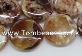 COP311 15.5 inches 20mm flat round brandy opal gemstone beads wholesale