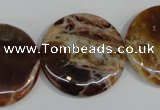 COP312 15.5 inches 30mm flat round brandy opal gemstone beads wholesale