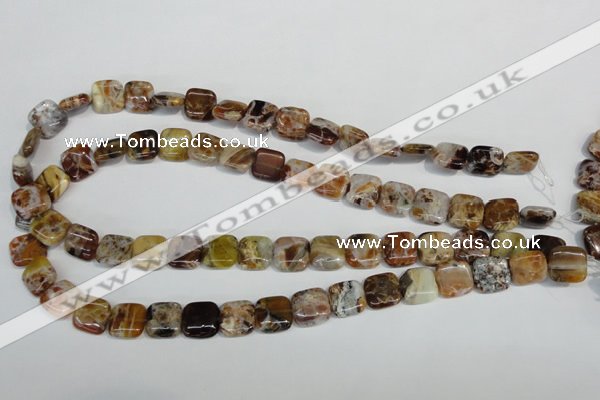 COP321 15.5 inches 12*12mm square brandy opal gemstone beads wholesale