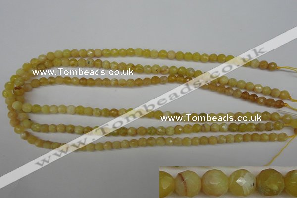 COP334 15.5 inches 6mm faceted round yellow opal gemstone beads