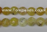 COP345 15.5 inches 10mm faceted coin yellow opal gemstone beads